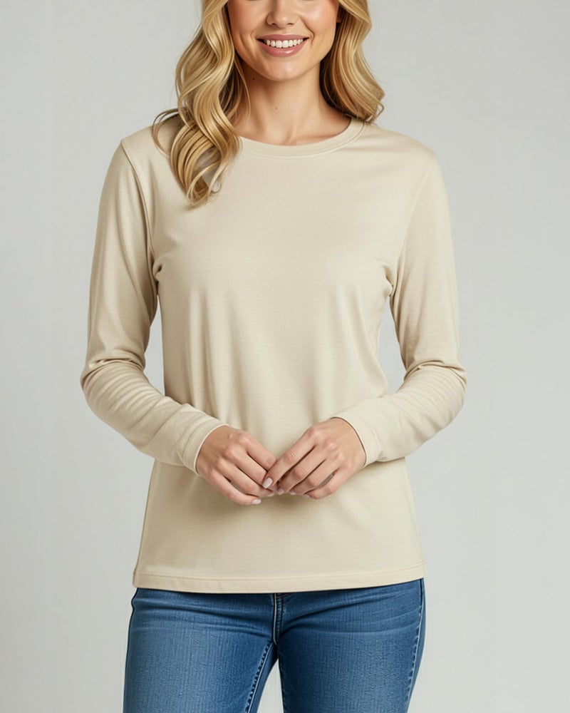 REALESSENTIALS Real Essentials 4 Pack: Women's Cotton Classic-Fit Long-Sleeve Crewneck T-Shirt - Set 6, XL - Image 3