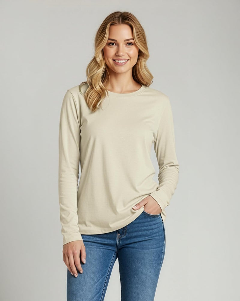 REALESSENTIALS Real Essentials 4 Pack: Women's Cotton Classic-Fit Long-Sleeve Crewneck T-Shirt - Set 6, XL - Image 2