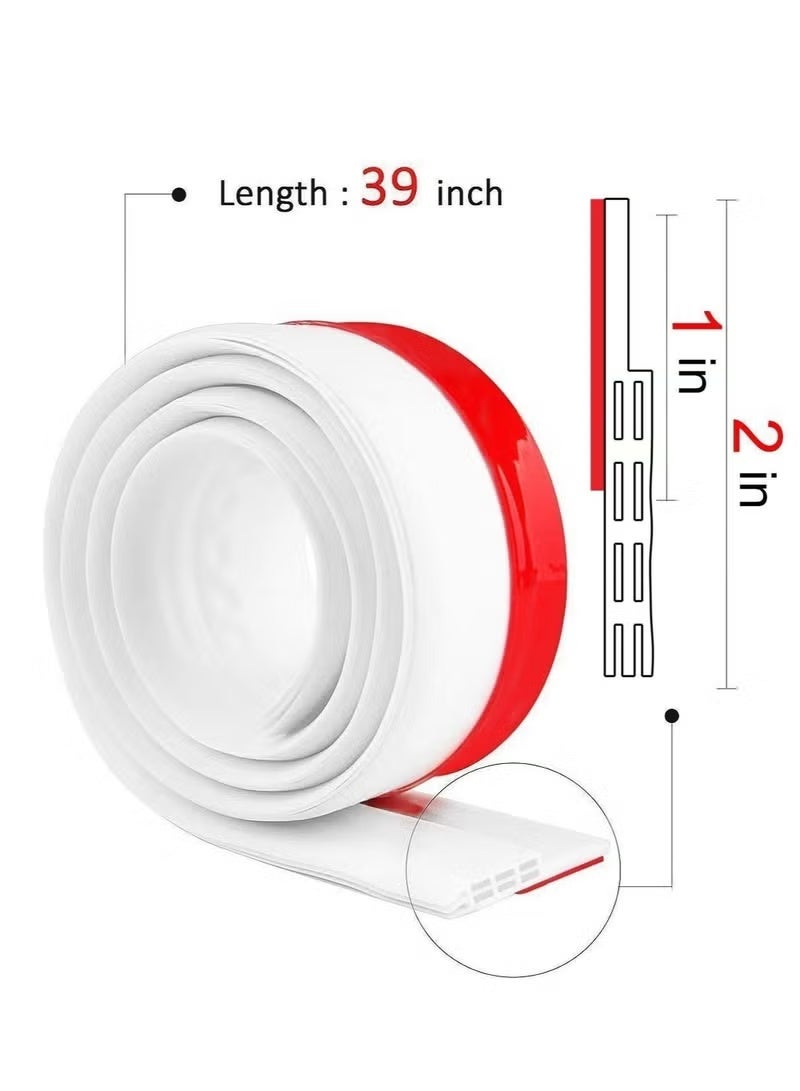 Door Draft Stopper Under Door Seal for Exterior Interior Doors, Door Sweep Strip Under Door Draft Blocker, Soundproof Door Bottom Weather Stripping, 2 Inch W x 39 Inch L, White - Image 2
