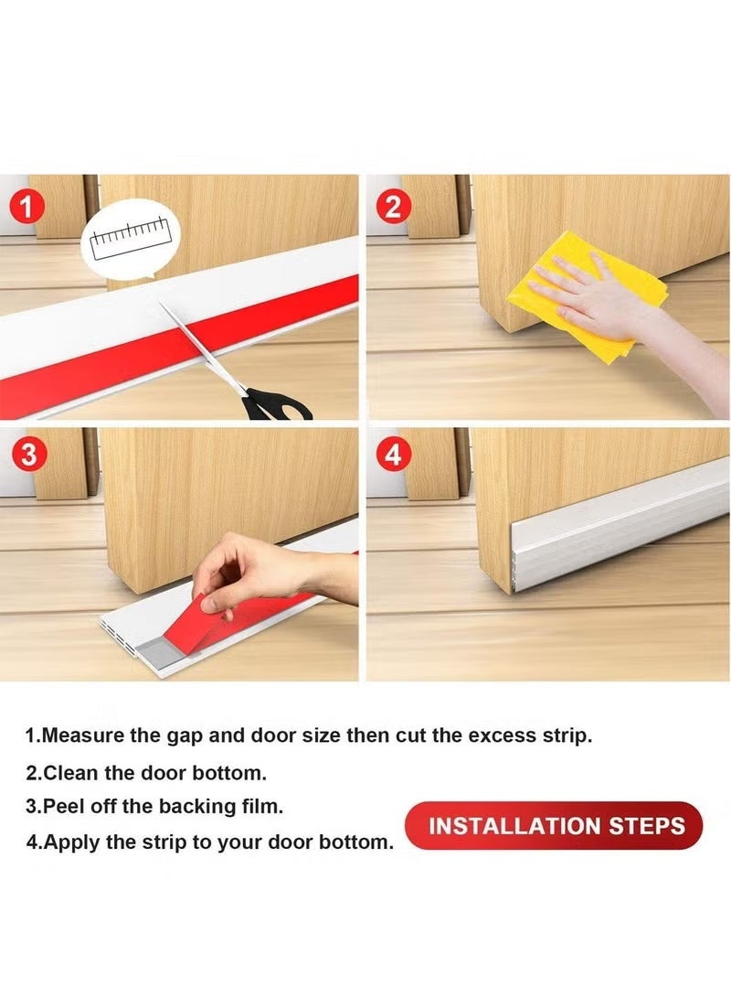 Door Draft Stopper Under Door Seal for Exterior Interior Doors, Door Sweep Strip Under Door Draft Blocker, Soundproof Door Bottom Weather Stripping, 2 Inch W x 39 Inch L, White - Image 5