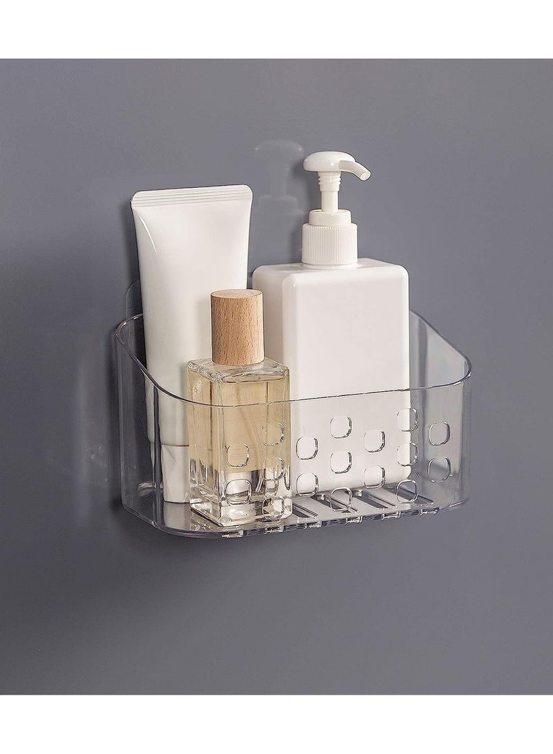 SYOSI Shower Caddy Small Shower Basket Bathroom Storage Shel Shower Basket with Suction Cups Wall Mounted No Drilling Adhesive Storage for Bathroom and Kitchen Clear Plastic - Image 1