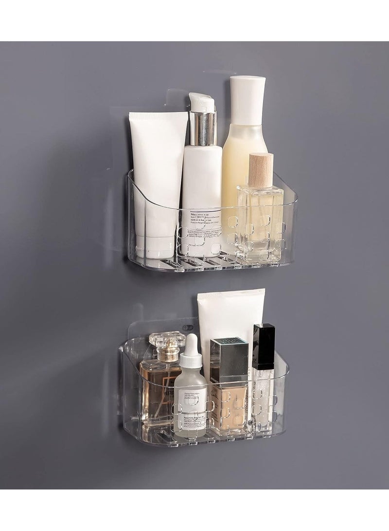 SYOSI Shower Caddy Small Shower Basket Bathroom Storage Shel Shower Basket with Suction Cups Wall Mounted No Drilling Adhesive Storage for Bathroom and Kitchen Clear Plastic - Image 2