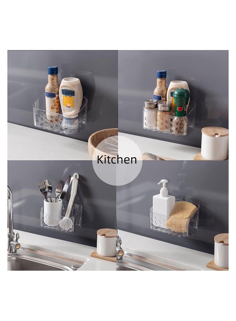 SYOSI Shower Caddy Small Shower Basket Bathroom Storage Shel Shower Basket with Suction Cups Wall Mounted No Drilling Adhesive Storage for Bathroom and Kitchen Clear Plastic - Image 4