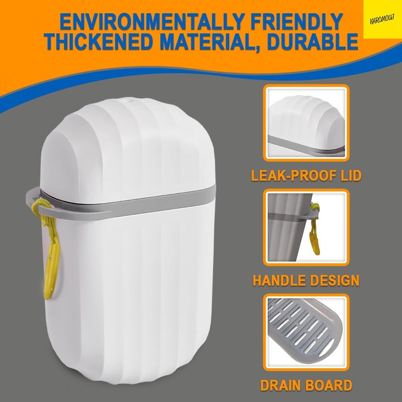 Karomouj White Plastic Soap Dish Box with Leakproof Cover for Travel, Home, Business Trip (Pack of 1) - Image 3