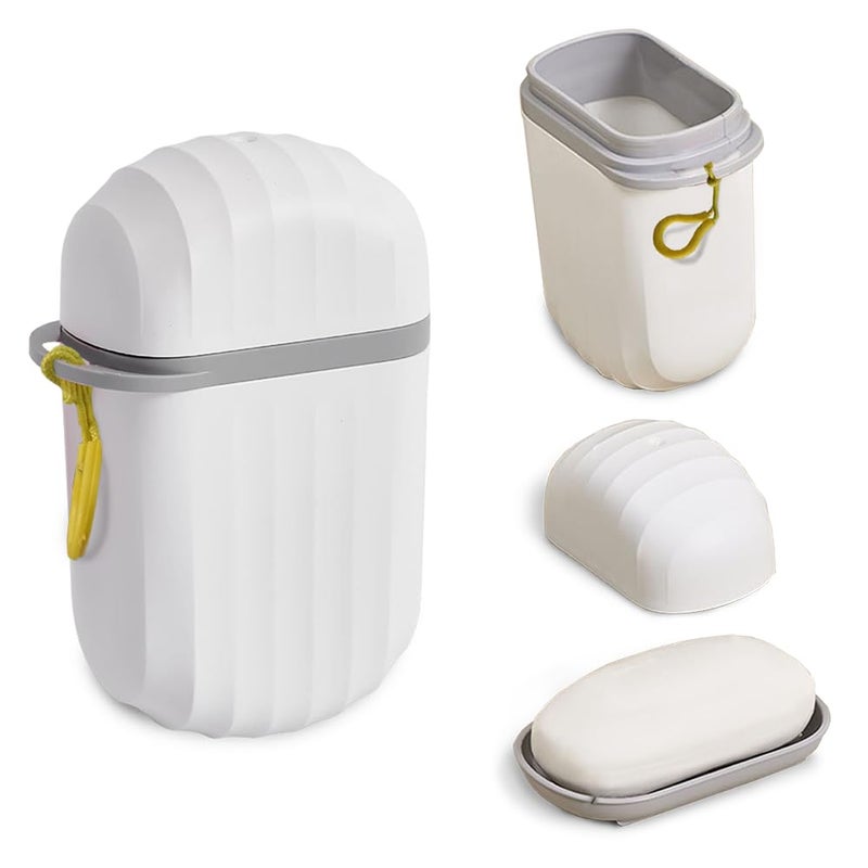 Karomouj White Plastic Soap Dish Box with Leakproof Cover for Travel, Home, Business Trip (Pack of 1) - Image 1