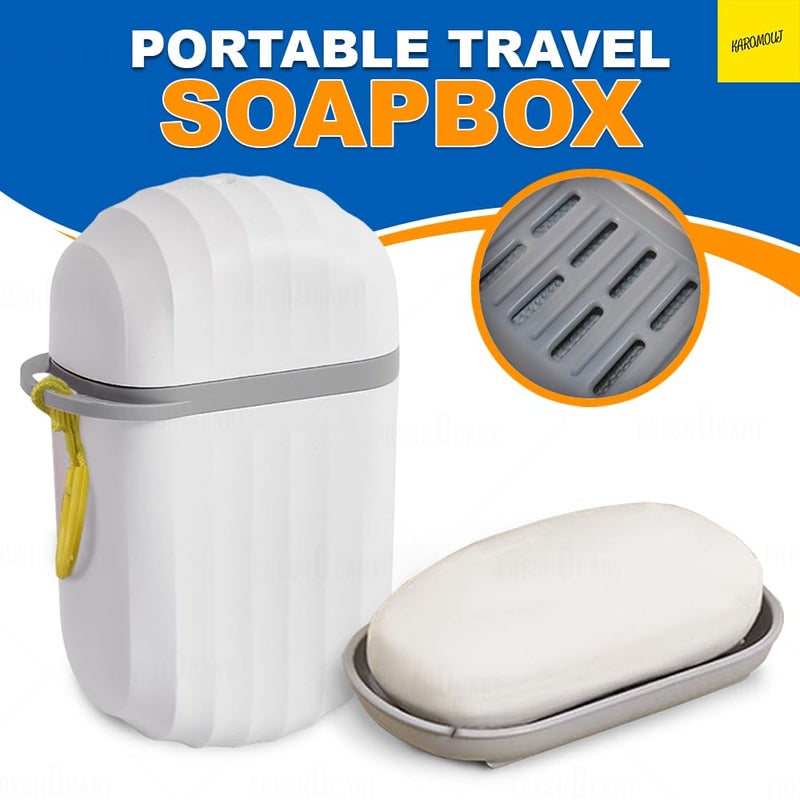 Karomouj White Plastic Soap Dish Box with Leakproof Cover for Travel, Home, Business Trip (Pack of 1) - Image 2