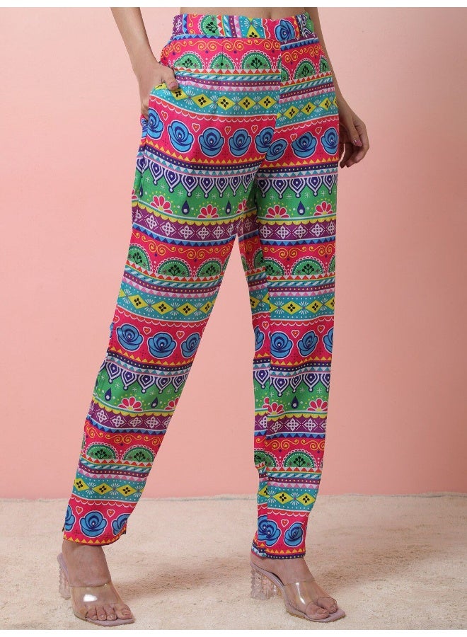 AKS Tribal Printed Shoulder Straps Kurta with Trousers  - Image 3