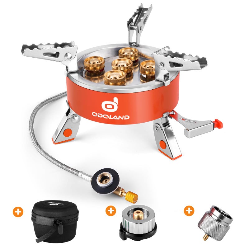 Odoland 9000W Portable Camping Stove Lightweight Camp Stove Collapsible Backpacking Stove with EVA Box for Outdoor Camping Cooking Hiking and Picnic - Image 1