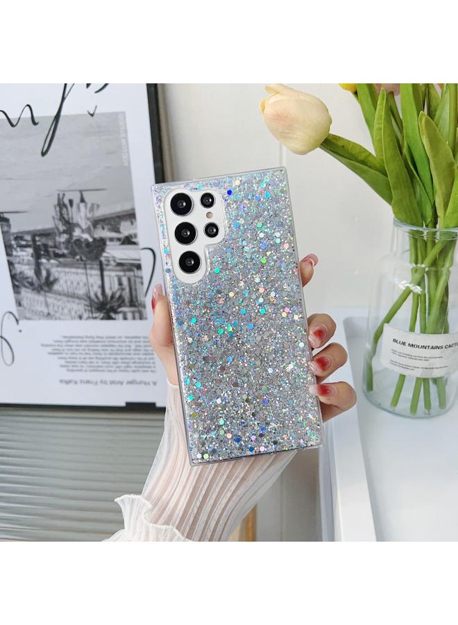 اس-توب جراب لهاتف Samsung Galaxy S22 Ultra 5G، جراب هاتف TPU من مادة إيبوكسي لامعة ومزخرف بالترتر - Image 1