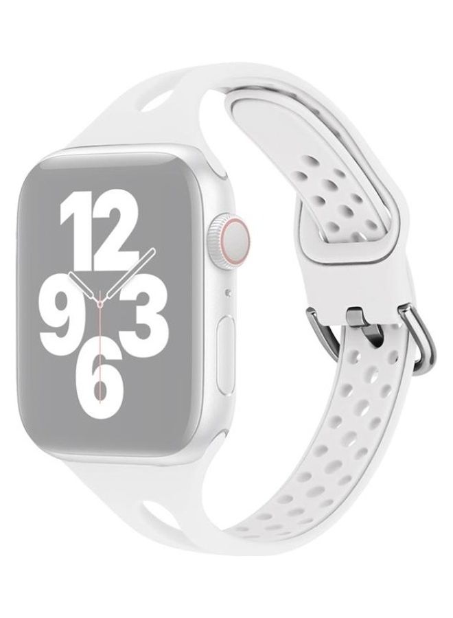 NIBEMINENT Silicone Replacement Watchbands For Apple Watch Series 7/6/SE/5/4/3/2/1 45/44/42mm White - Image 1