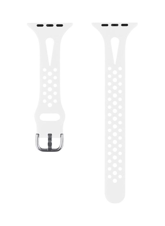 NIBEMINENT Silicone Replacement Watchbands For Apple Watch Series 7/6/SE/5/4/3/2/1 45/44/42mm White - Image 2