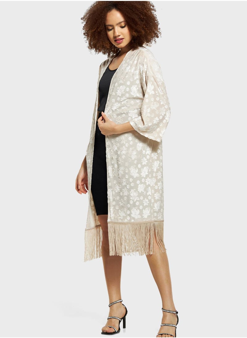 2Xtremz - Fringe Detail Kimono - Image 1