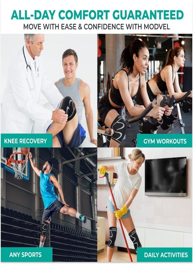 Modvel Compression Knee Brace for Women & Men - For Knee Pain, Compression Sleeve Knee Support for Meniscus Tear ACL & Arthritis Pain Relief Knee & Protection for Working Out, Running & All Sports - Image 5