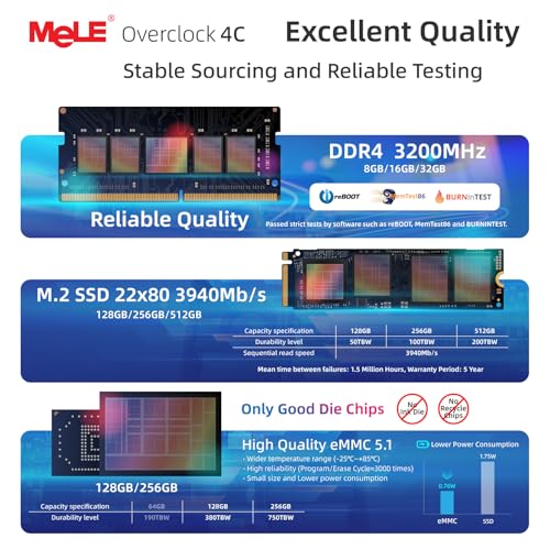 MeLE Reddot Winner Slim Mini PC Overclock4C N100(up to 3.4GHz) 16GB RAM, 512GB Storage, Mini Desktop Computer, Triple Screen Display, Full Function USB-C on Office Education - Image 5