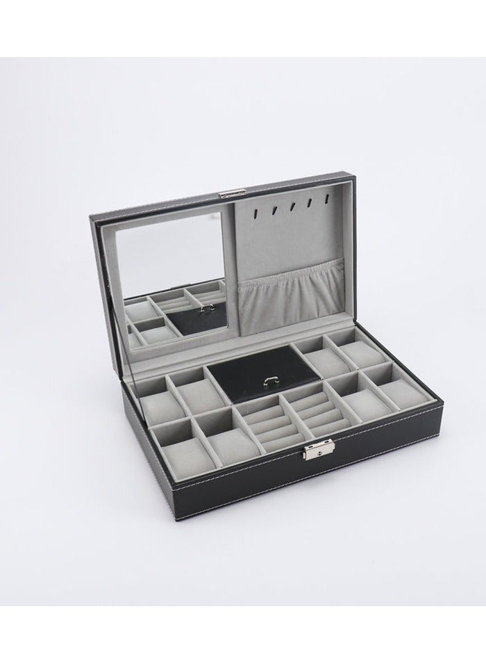 LOULUEN صندوق تخزين متعدد الوظائف للساعات والمجوهرات