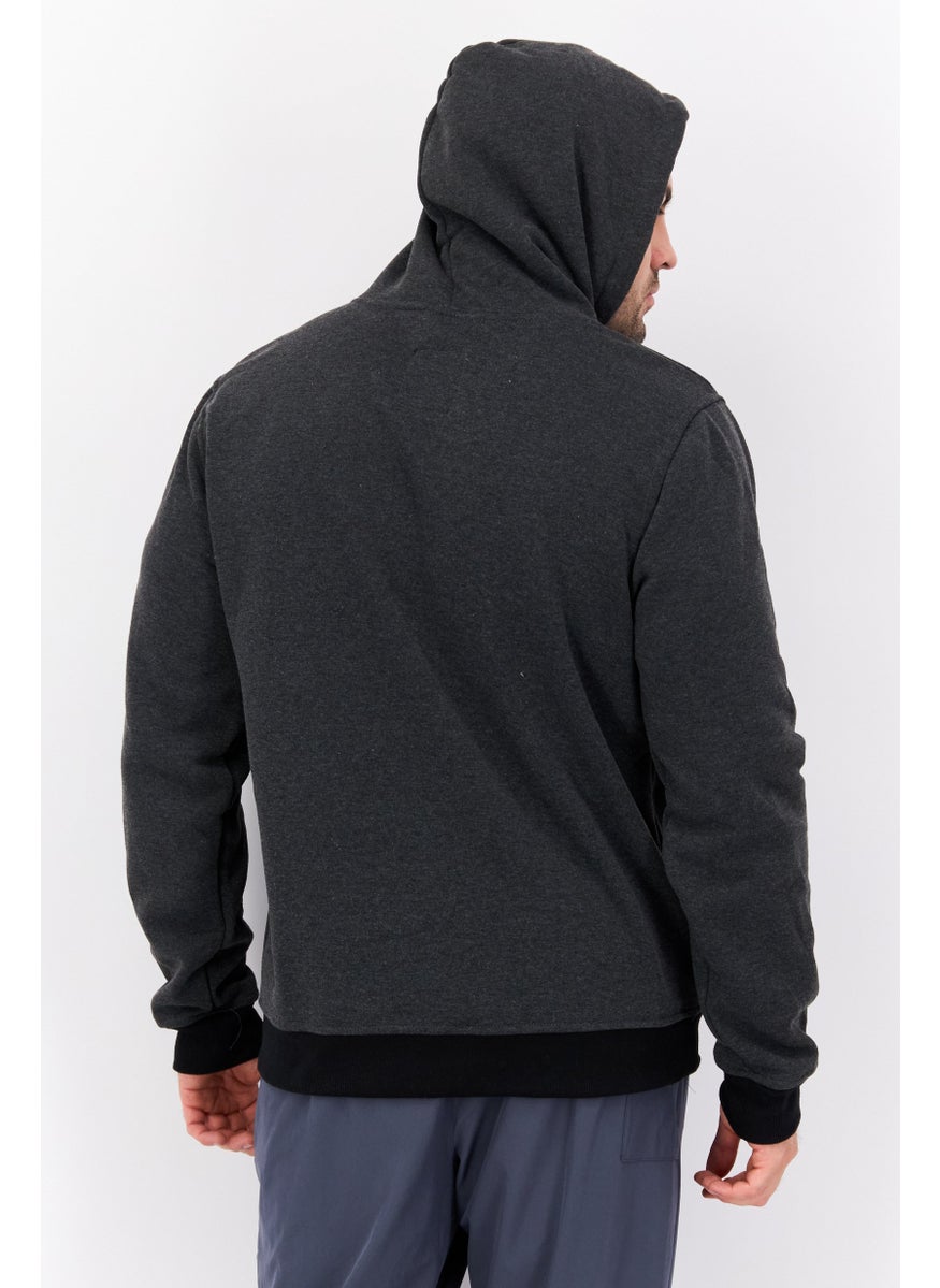 Modern Culture Men Printed Long Sleeves Hoodie, Dark Grey  - Image 3