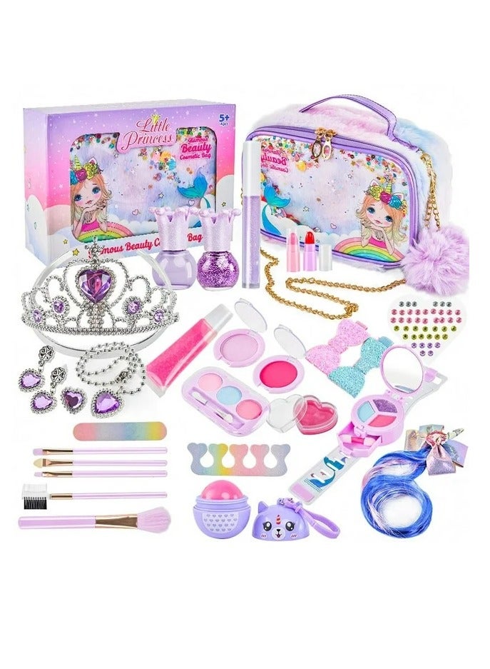 YelaJoy Kids Makeup Set for Girls, Real Washable Makeup Toy, Little Girl Princess Play Make up Toy with Cute Makeup Bag, Gift Toys for Girls - Image 1