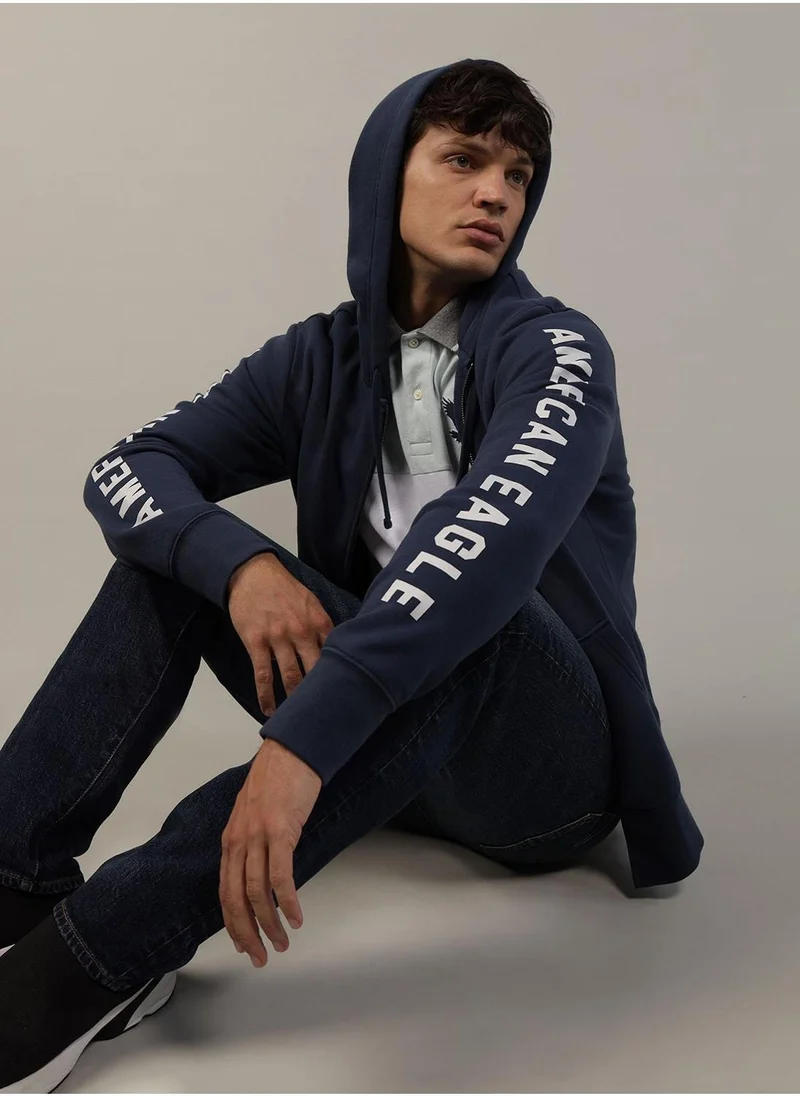 American Eagle Graphic Zip Through  Hoodie