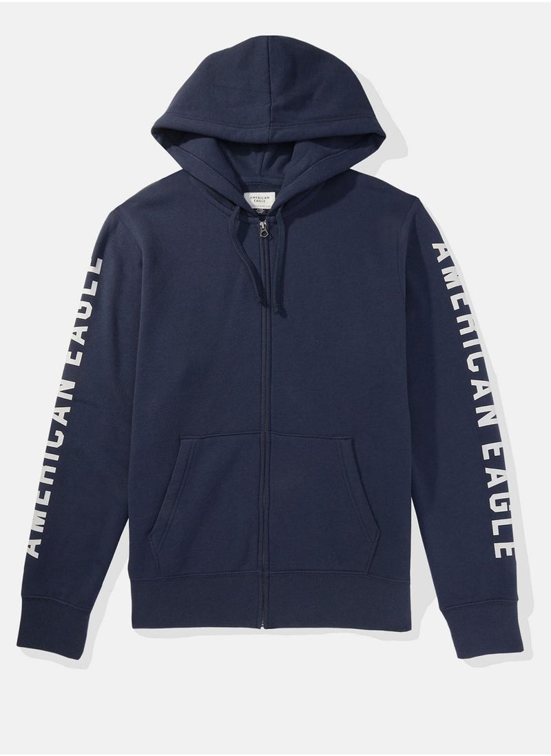 American Eagle Graphic Zip Through  Hoodie  - Image 3