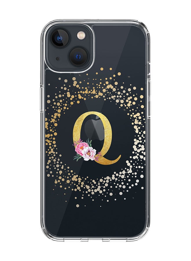 Stylizedd - Classic Clear Case For iPhone 15 Plus, Hybrid Soft Case Thin Cover- Custom Monogram Initial Letter Floral Pattern Alphabet - Q(Transparent) - Image 1