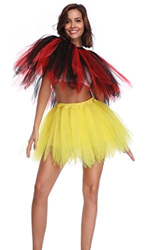 v28 Women's Teen‘s 1950s Vintage Tutu Tulle Petticoat Ballet Bubble Skirt (Plus Size (US: 10-18), Black+Red) - Image 4
