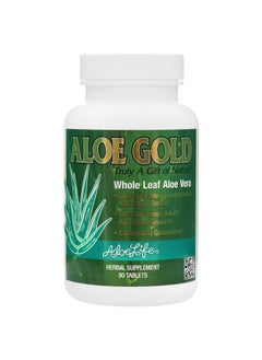 Aloe Life Aloe Gold Tablets Immune Support & Healthy Herbal Bitters Supports Proper Digestion Promotes Energy & Body Wellness Certified Organically Grown Whole Leaf Aloe Vera Leaves (90 Tablets)  - Image 1