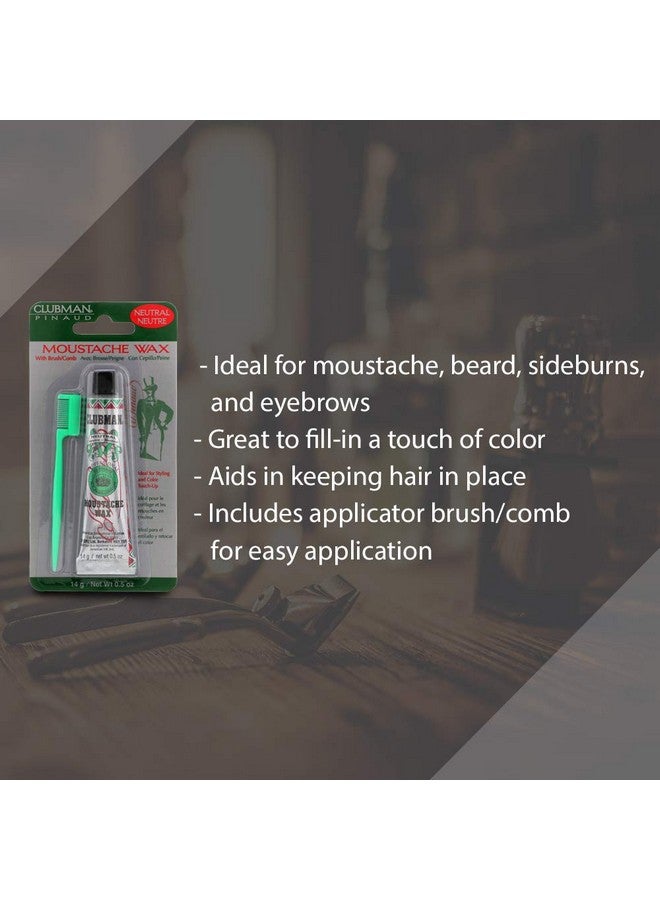 Clubman Moustache Wax Hang Pack, Neutral Color 0.5 oz x 3 packs - Image 2