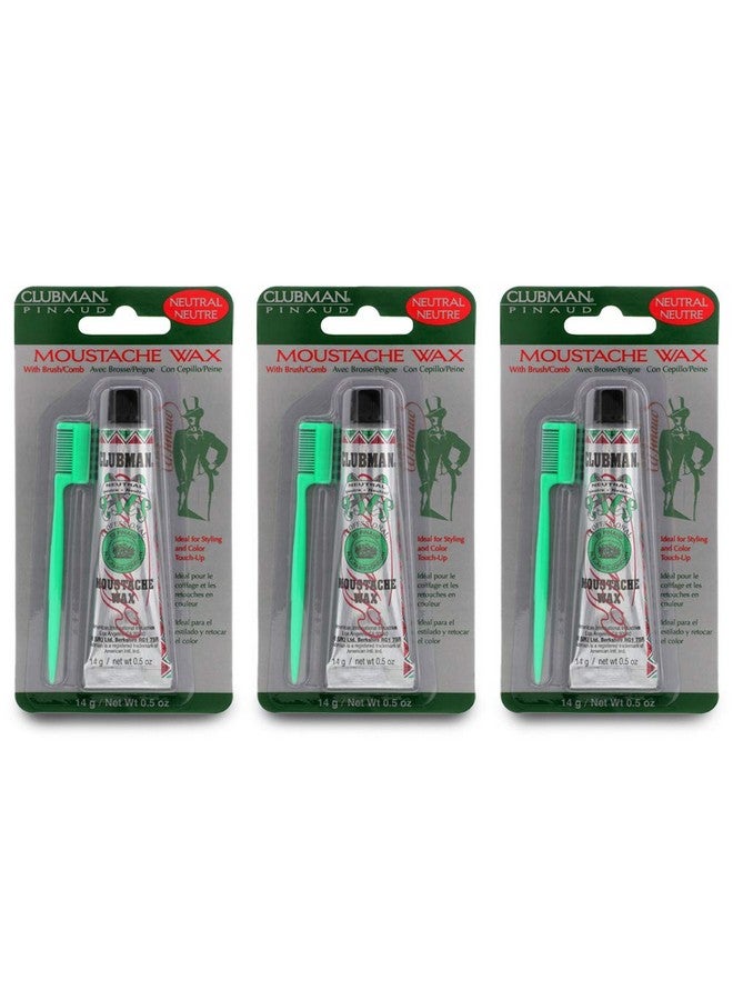 Clubman Moustache Wax Hang Pack, Neutral Color 0.5 oz x 3 packs - Image 1