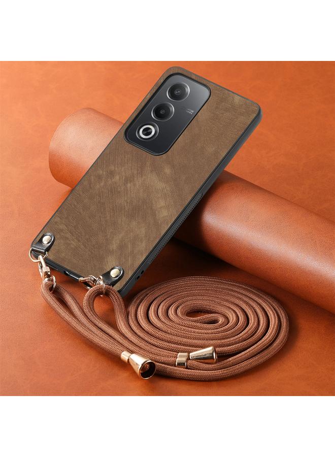 S-TOP Case For OPPO A57 4G Vintage Leather PC Back Cover Phone Case with Crossbody Strap - Image 4