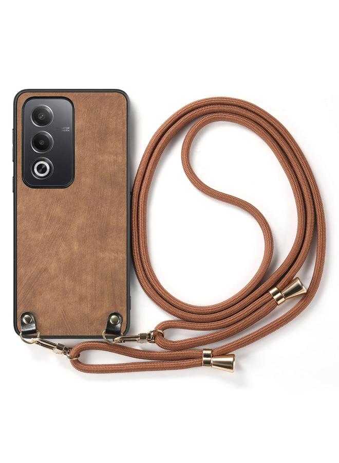 S-TOP Case For OPPO A57 4G Vintage Leather PC Back Cover Phone Case with Crossbody Strap - Image 2