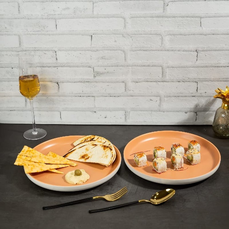 EZ Life Matte Pastel Shallow 10 Inch Ceramic Plate - Sesame Series Matt Amber - Pack of 2 - Dinnerware - Serveware - Home Kitchen, Tableware, Dining Sets Plate, Ceramic Crockery, Plates - Image 3