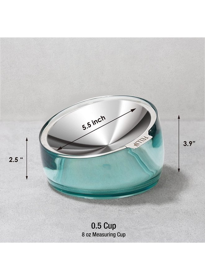 فيلي وعاء طعام قطط من Felli Pet Oblik Whisker Fatigue مصنوع من الفولاذ المقاوم للصدأ، طبق ضحل مائل مضاد للقيء غير قابل للانسكاب، لوحة معدنية عريضة للجراء والكلاب الصغيرة، وعاء طعام جاف رطب مائل (0.5 كوب، كلاسيكي) - Image 3