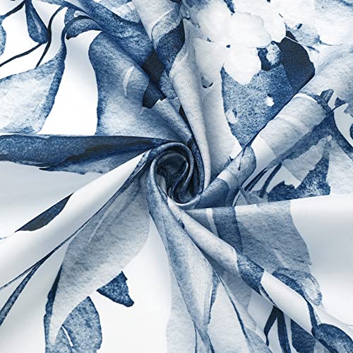 Gibelle Navy Blue Eucalyptus Shower Curtain, Watercolor Plant Leaves with Floral Bathroom Shower Curtain Set with Hooks, 72x72 - Image 5