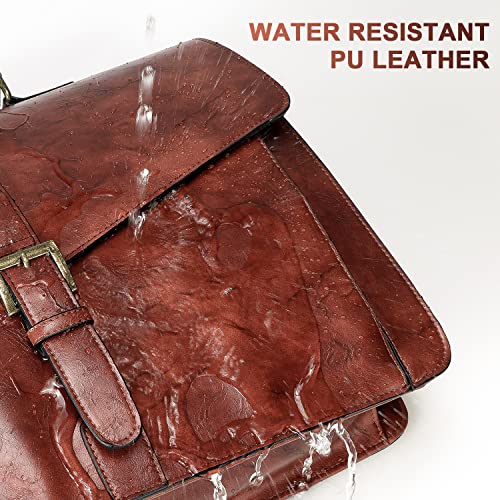 ESTARER Men's Leather Briefcase 15.6 Inch Laptop Messenger Bag for Office/Business/Travel, Professional Leather Computer Shoulder Bag, Vintage Brown - Image 5