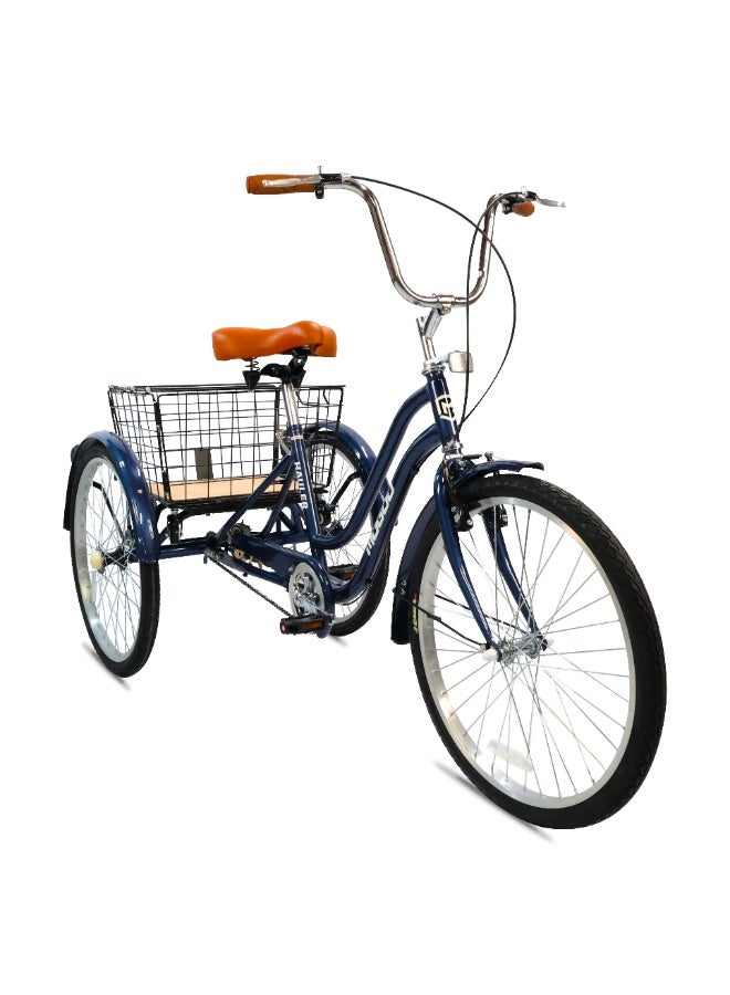 MOGOO Mogoo Hauler Adult Tricycle - 24/26 Inch - Durable Steel Frame, Removable Rear Basket with Wheels & Wooden Base, Alloy Rims, Parking Brake, Saddle with Springs, Vintage Design, Perfect for Shopping  - Image 2