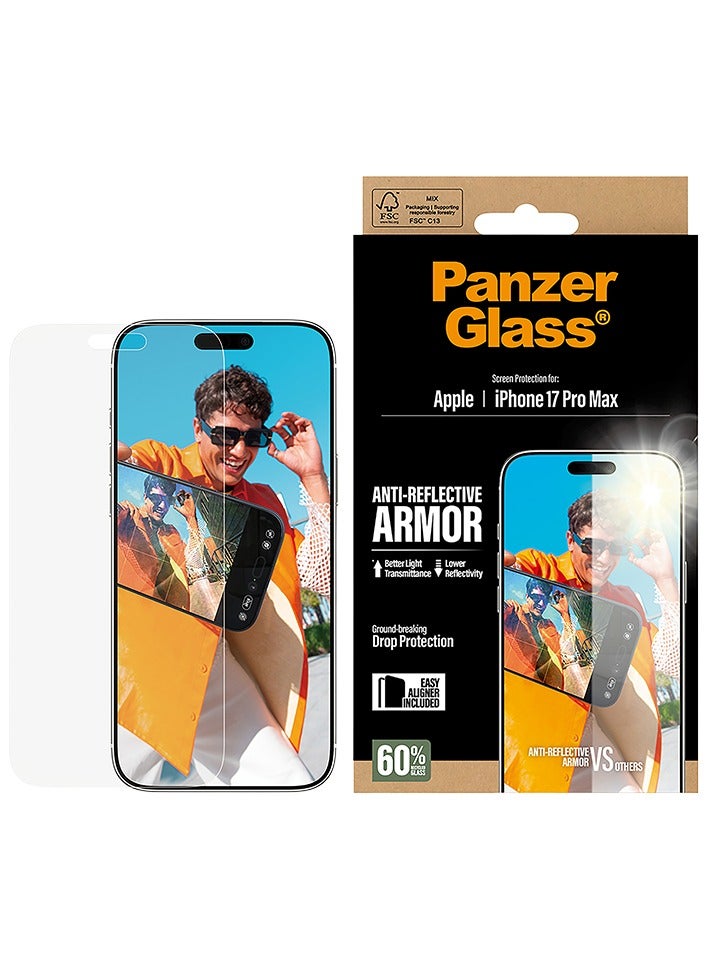 PanzerGlass Screen Protector Anti-Reflective Armor iPhone 17 Pro Max - Clear - Image 1