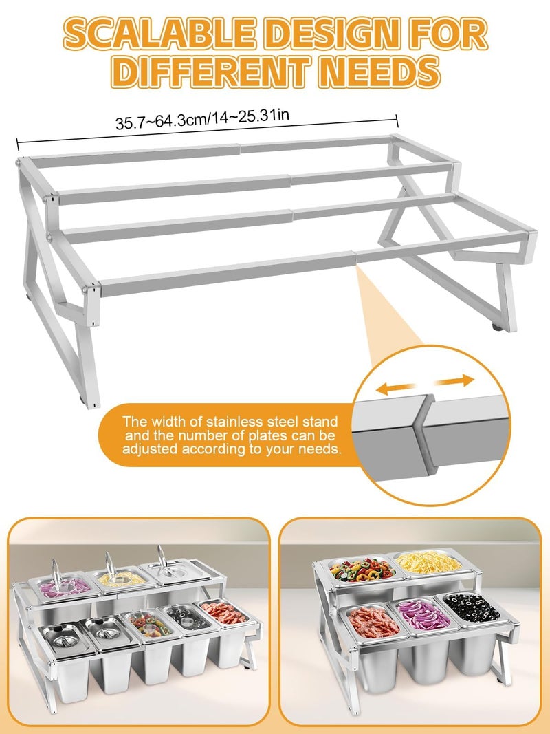 Lanstics Pizza Topping Station 8 Pans Pizza Storage Container Topping containers with Lids Spoon Condiment Organizers Buffet Containers Set for Restaurant Pizza Sauce Jam Fruit Ingredient - Image 4
