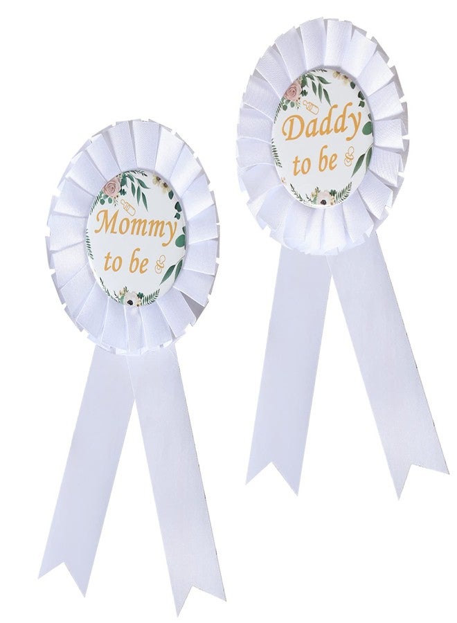 PATICARRY HAPPYLAND Baby Shower Decorations Mom to be Neutral Sage Green Set Mommy to be Daddy to be Tinplate Badge Pin Shower Gender Neutral Baby Shower Flower for Gender Reveal - Image 1