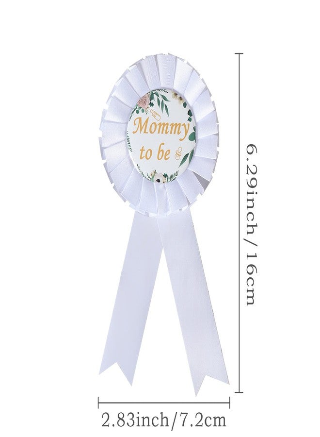 PATICARRY HAPPYLAND Baby Shower Decorations Mom to be Neutral Sage Green Set Mommy to be Daddy to be Tinplate Badge Pin Shower Gender Neutral Baby Shower Flower for Gender Reveal - Image 3