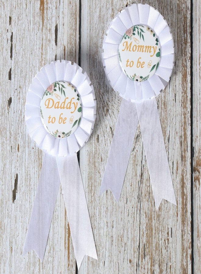 PATICARRY HAPPYLAND Baby Shower Decorations Mom to be Neutral Sage Green Set Mommy to be Daddy to be Tinplate Badge Pin Shower Gender Neutral Baby Shower Flower for Gender Reveal - Image 4
