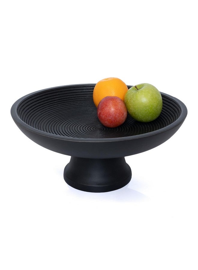 Folkulture Wooden Fruit Bowl or Decorative Bowl for Table Décor, Wooden Fruit Bowl for Kitchen Counter,12-inch Large Bowls Centerpiece Table Decorations, Black Fruit Bowl, Pedestal Bowl - Image 1