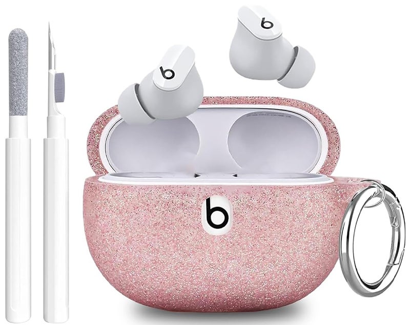 Olytop for Beats Studio Buds/Buds + Case with Cleaner kit 2021/2023, Soft Silicone Case New Beat Studio Buds Plus Cover Protective Skin with Keychain, Cleaning Pen for Beat Studio Earbuds, Rose Gold - Image 1