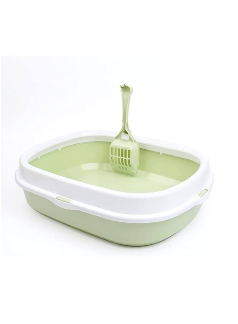 HAPPY PUSS Cat litter plastic box, large Size with high sides, detachable with free cat litter shovel. Green color - Image 4