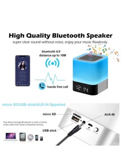 Y&D Night Lights Bluetooth Speaker, Alarm Clock Speaker Touch Sensor Bedside Lamp Dimmable Multi-Color Changing Lamp, MP3 Player, Wireless with  - Image 4