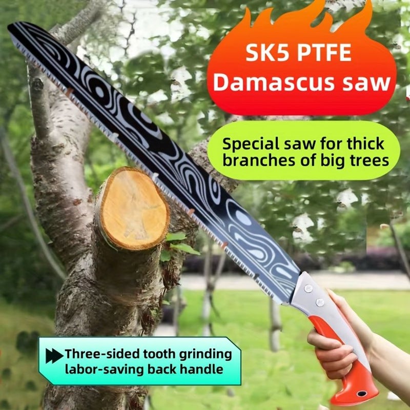 Extended Extra Large Damascus Hand Saw SK5 Manganese Steel Woodworking Garden Tree Cutting - Image 3