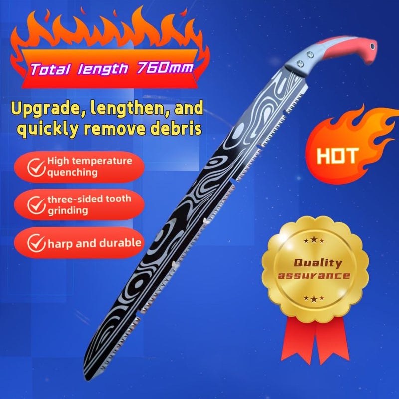 Extended Extra Large Damascus Hand Saw SK5 Manganese Steel Woodworking Garden Tree Cutting - Image 2