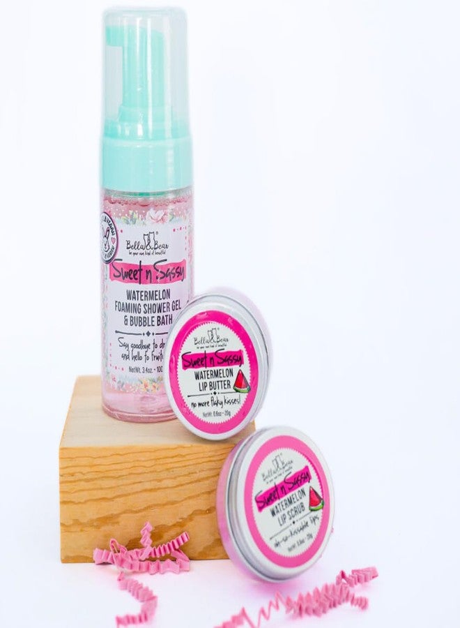 Bella and Bear Bella & Bear Sweet 'n; Sassy Mini Bath & Body Gift Set with 2 in1 Foaming Shower Gel & Bubble Bath, Lip Scrub, Lip Butter - Great Gifts for Women - Image 2
