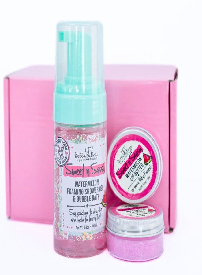 Bella and Bear Bella & Bear Sweet 'n; Sassy Mini Bath & Body Gift Set with 2 in1 Foaming Shower Gel & Bubble Bath, Lip Scrub, Lip Butter - Great Gifts for Women - Image 1