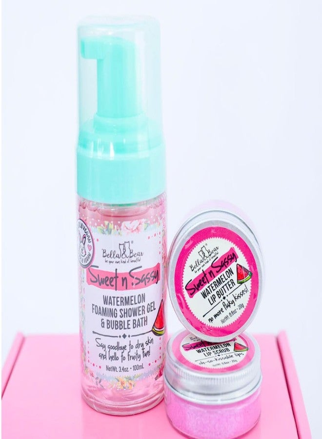 Bella and Bear Bella & Bear Sweet 'n; Sassy Mini Bath & Body Gift Set with 2 in1 Foaming Shower Gel & Bubble Bath, Lip Scrub, Lip Butter - Great Gifts for Women - Image 3