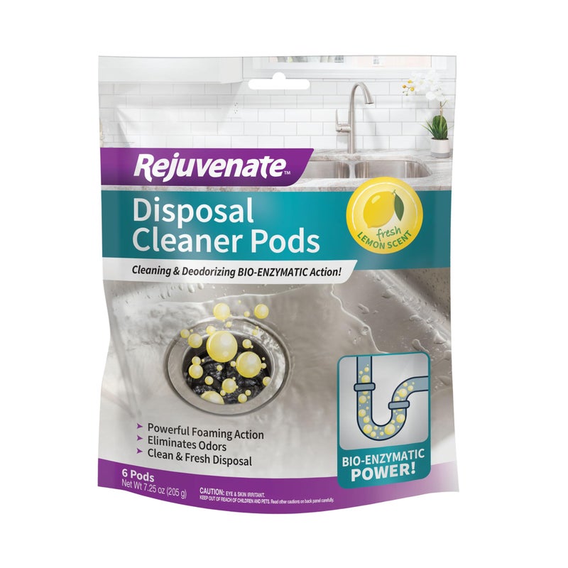 Rejuvenate Disposer and Pipe Cleaner, Lemon Scent, 6 Pods, 7.1 oz (201g) - Image 1